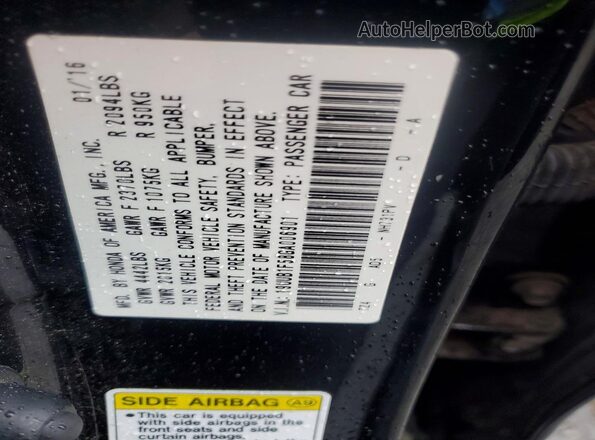 19UUB1F58GA006901 2016 ACURA TLX Black Engine compartment view