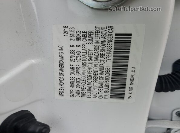 19UUB1F58KA008561 2019 ACURA TLX White Vista del compartimento del motor