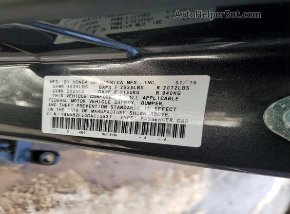 19UUB2F50GA005537 2016 ACURA TLX Gray Engine compartment view