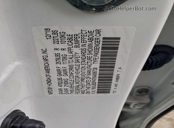 19UUB3F47KA006738 2019 ACURA TLX Белый 
