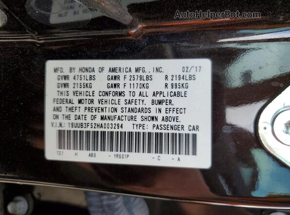 19UUB3F52HA003294 2017 ACURA TLX Black Widok komory silnika