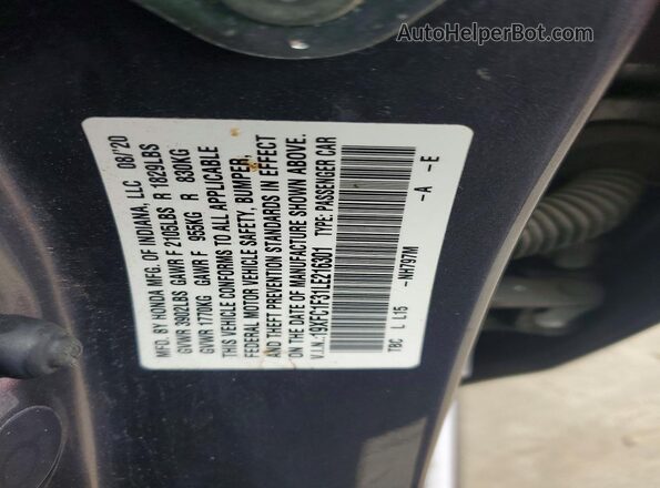 19XFC1F31LE216301 2020 HONDA CIVIC Серый Вид подкапотного пространства