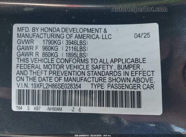 19XFL2H86SE028354 2025 HONDA CIVIC SEDAN Gray 