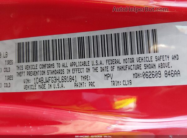 1C4BJWFG3HL691841 2017 JEEP WRANGLER UNLIMITED Red 
