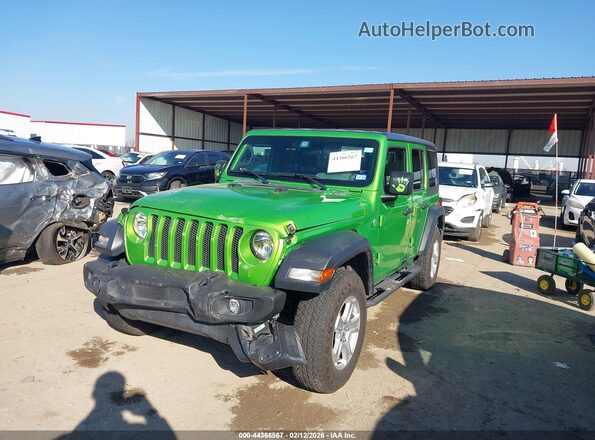 1C4HJXDG2JW301142 2018 JEEP WRANGLER UNLIMITED Зеленый Передняя левая четверть