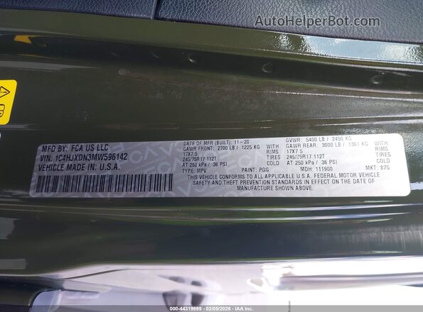 1C4HJXDN3MW596142 2021 JEEP WRANGLER UNLIMITED Green 