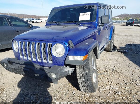 1C4HJXEN0LW267945 2020 JEEP WRANGLER UNLIMITED Blue Առջևի ձախ երեք քառորդ տեսարան
