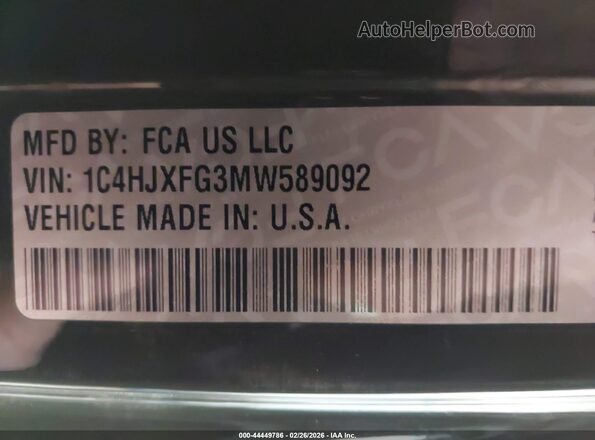 1C4HJXFG3MW589092 2021 JEEP WRANGLER UNLIMITED Зеленый Вид подкапотного пространства