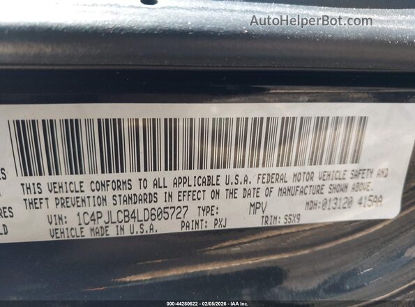1C4PJLCB4LD605727 2020 JEEP CHEROKEE Черный 