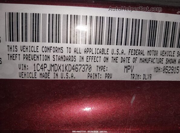 1C4PJMDX1KD467370 2019 JEEP CHEROKEE Red 