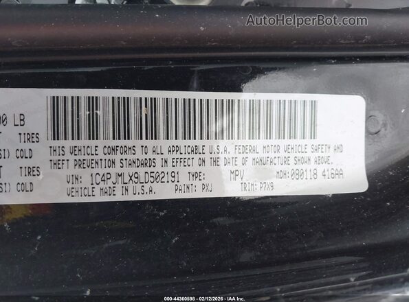 1C4PJMLX9LD502191 2020 JEEP CHEROKEE Black Շարժիչի բաժամունքի տեսք