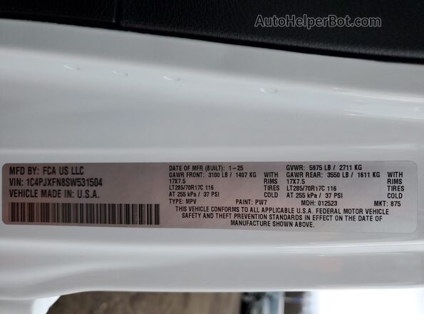 1C4PJXFN8SW531504 2025 JEEP WRANGLER White 