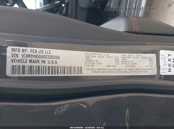 1C4RDHDG0SC535364 2025 DODGE DURANGO Серый Вид подкапотного пространства
