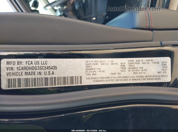 1C4RDHDG3SC545435 2025 DODGE DURANGO Black 