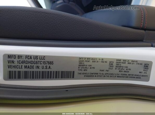 1C4RDHDG6TC157665 2026 DODGE DURANGO White 