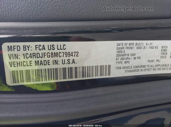 1C4RDJFG8MC799472 2021 DODGE DURANGO Black 
