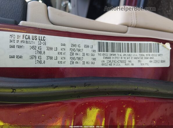 1C4RJFAG1HC766932 2017 JEEP GRAND CHEROKEE Бордовый Вид подкапотного пространства