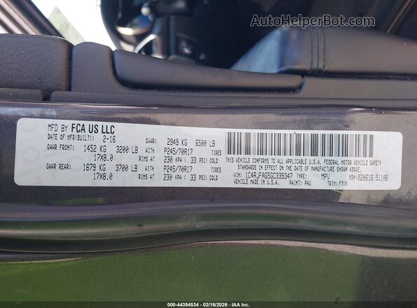 1C4RJFAG5GC339347 2016 JEEP GRAND CHEROKEE Gray Engine compartment view