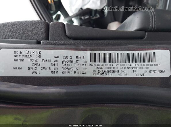 1C4RJFAG8KC635049 2019 JEEP GRAND CHEROKEE Gray 