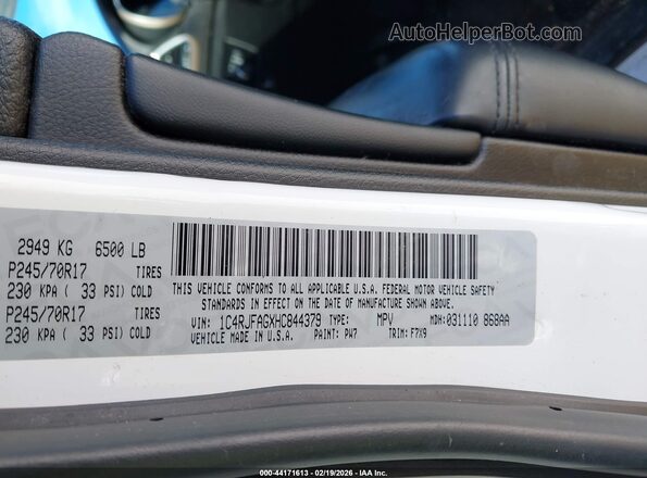 1C4RJFAGXHC844379 2017 JEEP GRAND CHEROKEE White Widok komory silnika