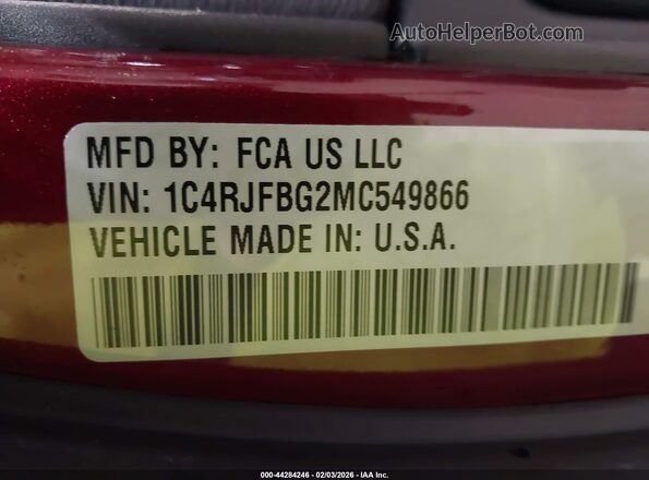 1C4RJFBG2MC549866 2021 JEEP GRAND CHEROKEE Red 