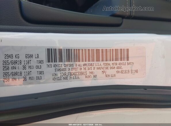 1C4RJFBG4GC339015 2016 JEEP GRAND CHEROKEE White Շարժիչի բաժամունքի տեսք