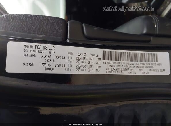 1C4RJFBG6JC433047 2018 JEEP GRAND CHEROKEE Black Widok komory silnika