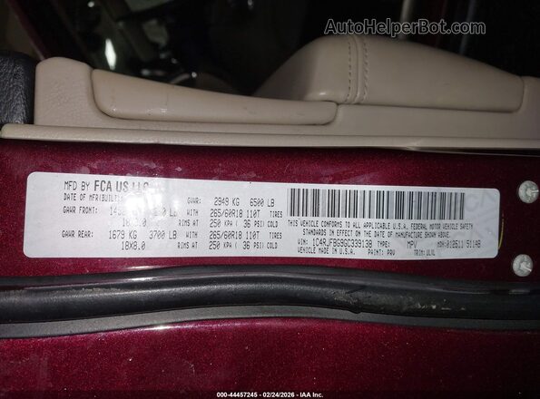 1C4RJFBG9GC339138 2016 JEEP GRAND CHEROKEE Maroon Вид підкапотного простору