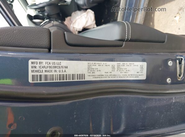 1C4RJFBG9MC676744 2021 JEEP GRAND CHEROKEE Синий 