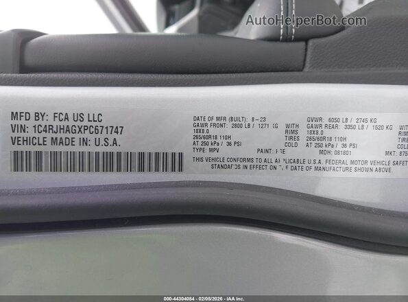1C4RJHAGXPC671747 2023 JEEP GRAND CHEROKEE Gray Շարժիչի բաժամունքի տեսք