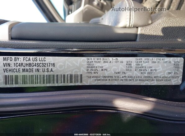 1C4RJHBG4SC321716 2025 JEEP GRAND CHEROKEE Black ძრავის განყოფილების ხედი