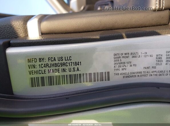 1C4RJHBG9RC171841 2024 JEEP GRAND CHEROKEE Silver Вид підкапотного простору