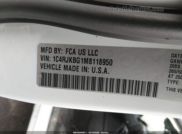 1C4RJKBG1M8118950 2021 JEEP GRAND CHEROKEE L Белый Вид подкапотного пространства