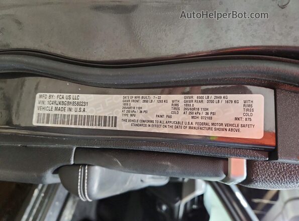1C4RJKBG8N8580231 2022 JEEP GRAND Gray Widok wnętrza 360 stopni