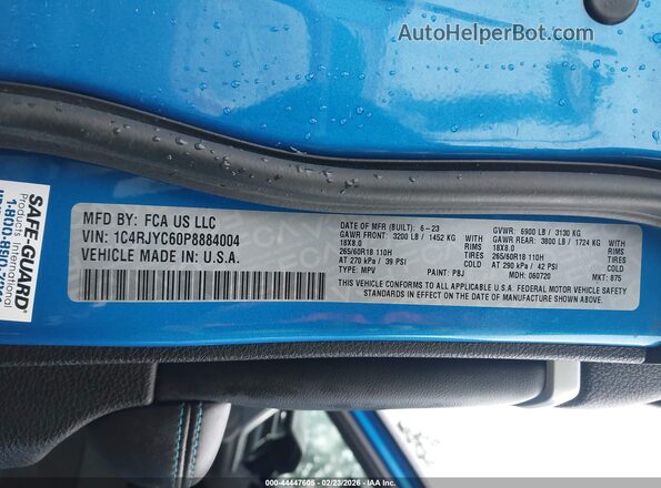 1C4RJYC60P8884004 2023 JEEP GRAND CHEROKEE 4XE Blue Engine compartment view