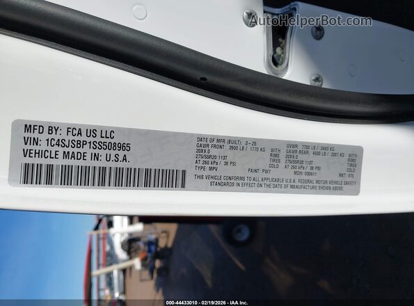 1C4SJSBP1SS508965 2025 JEEP WAGONEER L Белый Вид подкапотного пространства