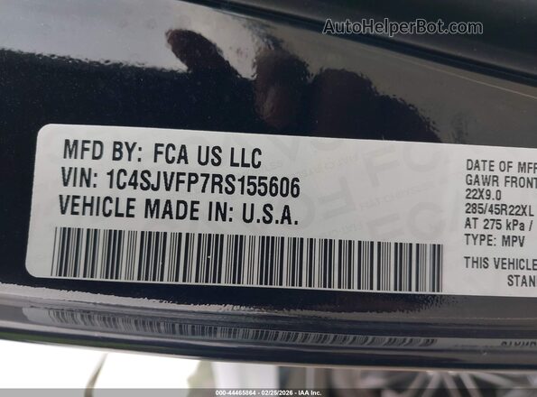 1C4SJVFP7RS155606 2024 JEEP GRAND WAGONEER Black Vista del compartimento del motor