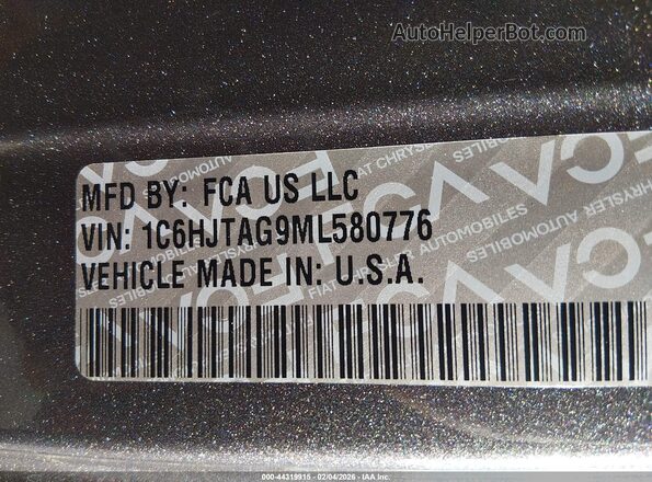 1C6HJTAG9ML580776 2021 JEEP GLADIATOR Gray 