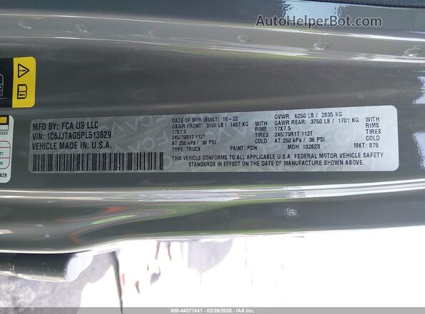 1C6JJTAG5PL513629 2023 JEEP GLADIATOR Gray Вид підкапотного простору