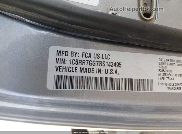 1C6RR7GG7RS143495 2024 RAM 1500 CLASSIC Silver Widok komory silnika