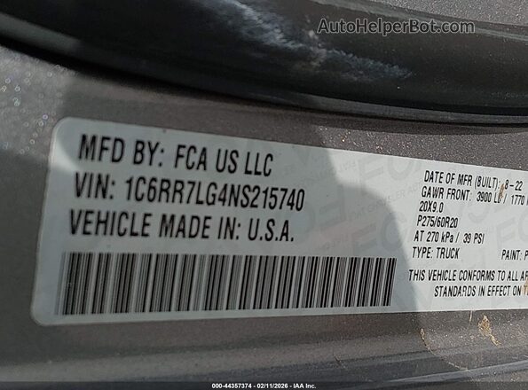 1C6RR7LG4NS215740 2022 RAM 1500 CLASSIC Gray Շարժիչի բաժամունքի տեսք