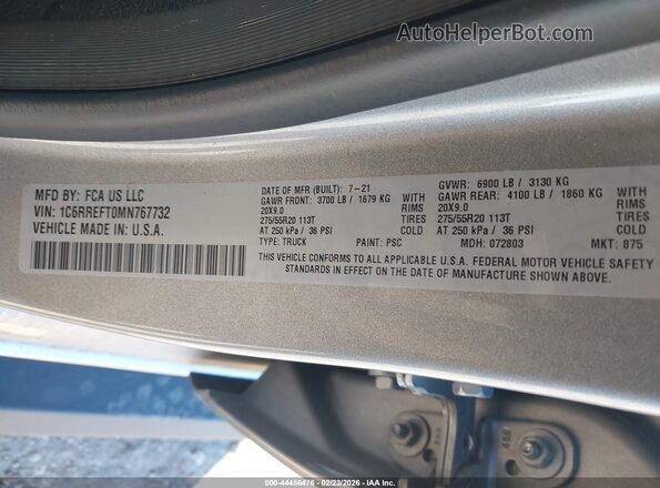 1C6RREFT0MN767732 2021 RAM 1500 Silver 