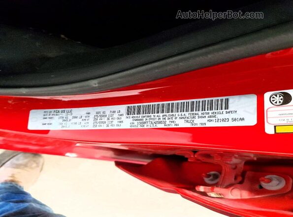 1C6SRFFT3LN258532 2020 RAM 1500 Red VIN კოდის სტიკერის ხედი