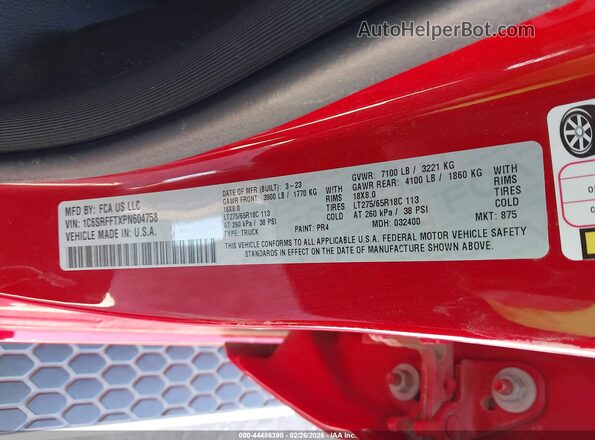 1C6SRFFTXPN604758 2023 RAM 1500 Red Widok komory silnika