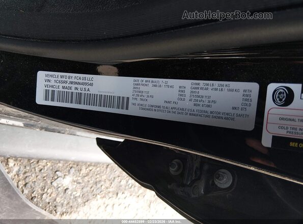 1C6SRFJM9NN409540 2022 RAM 1500 Black 