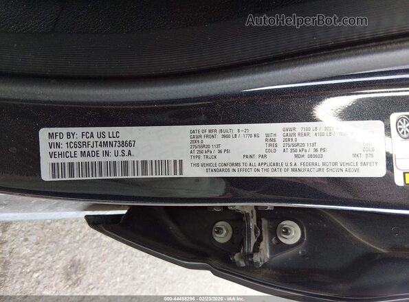 1C6SRFJT4MN738667 2021 RAM 1500 Black 