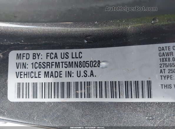 1C6SRFMT5MN805028 2021 RAM 1500 Gray Вид підкапотного простору