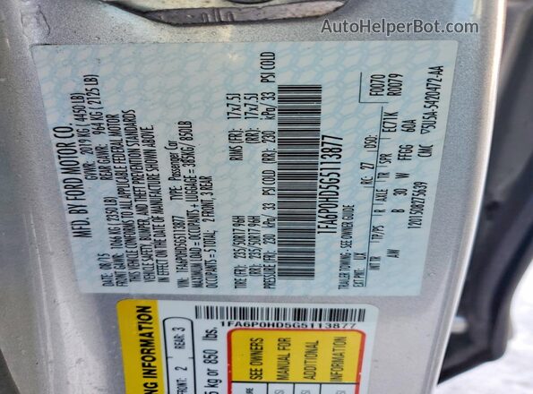 1FA6P0HD5G5113877 2016 FORD FUSION Gray Widok komory silnika