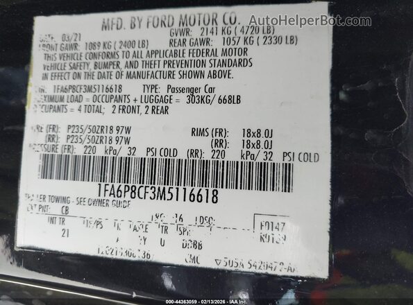 1FA6P8CF3M5116618 2021 FORD MUSTANG Желтый Вид подкапотного пространства