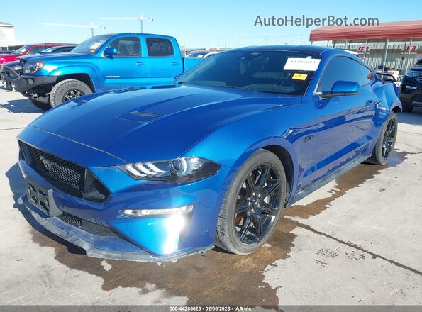 1FA6P8CF3N5149264 2022 FORD MUSTANG Blue Առջևի ձախ երեք քառորդ տեսարան